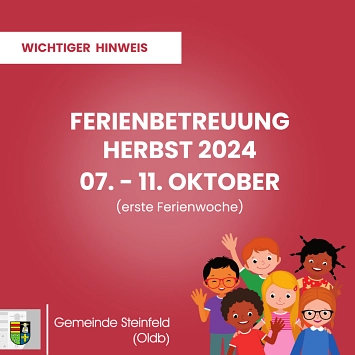 Ferienbetreuung Herbst 2024 © Gemeinde Steinfeld (Oldenburg)